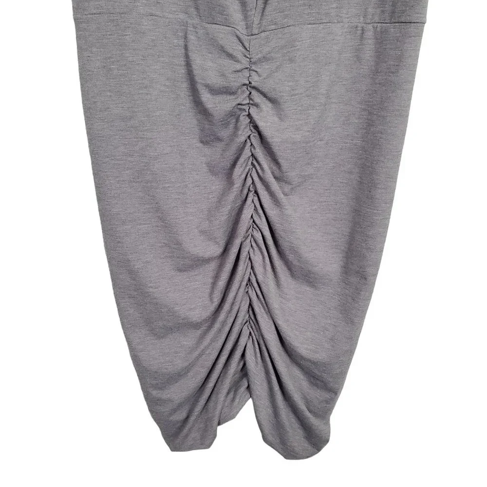 Athleta Size S Dress T-shirt Side Ruched Jersey Knit Athleisure Heathered Gray - Picture 11 of 12